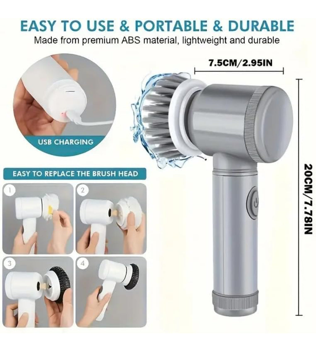 Electric Spin Scrubber - Shower Scrubber,Bathroom Scrubber Electric,for Cleaning Tub, Floor, Tile, Window, Sink, Kitchen Cleaning with 6 Electric Cleaning Brush Head(Gray)