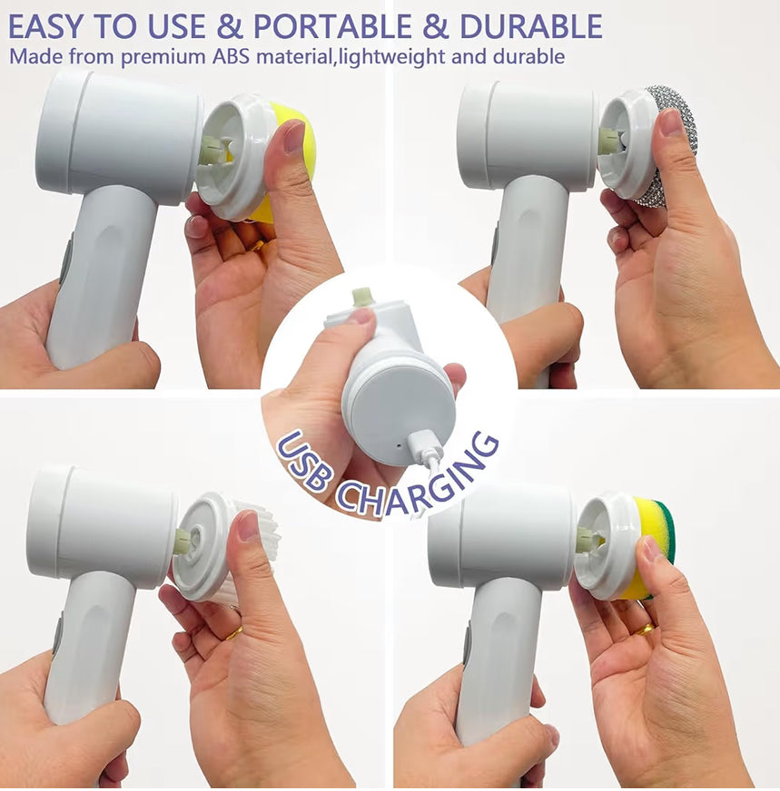 Electric Spin Scrubber - Shower Scrubber,Bathroom Scrubber Electric,for Cleaning Tub, Floor, Tile, Window, Sink, Kitchen Cleaning with 6 Electric Cleaning Brush Head