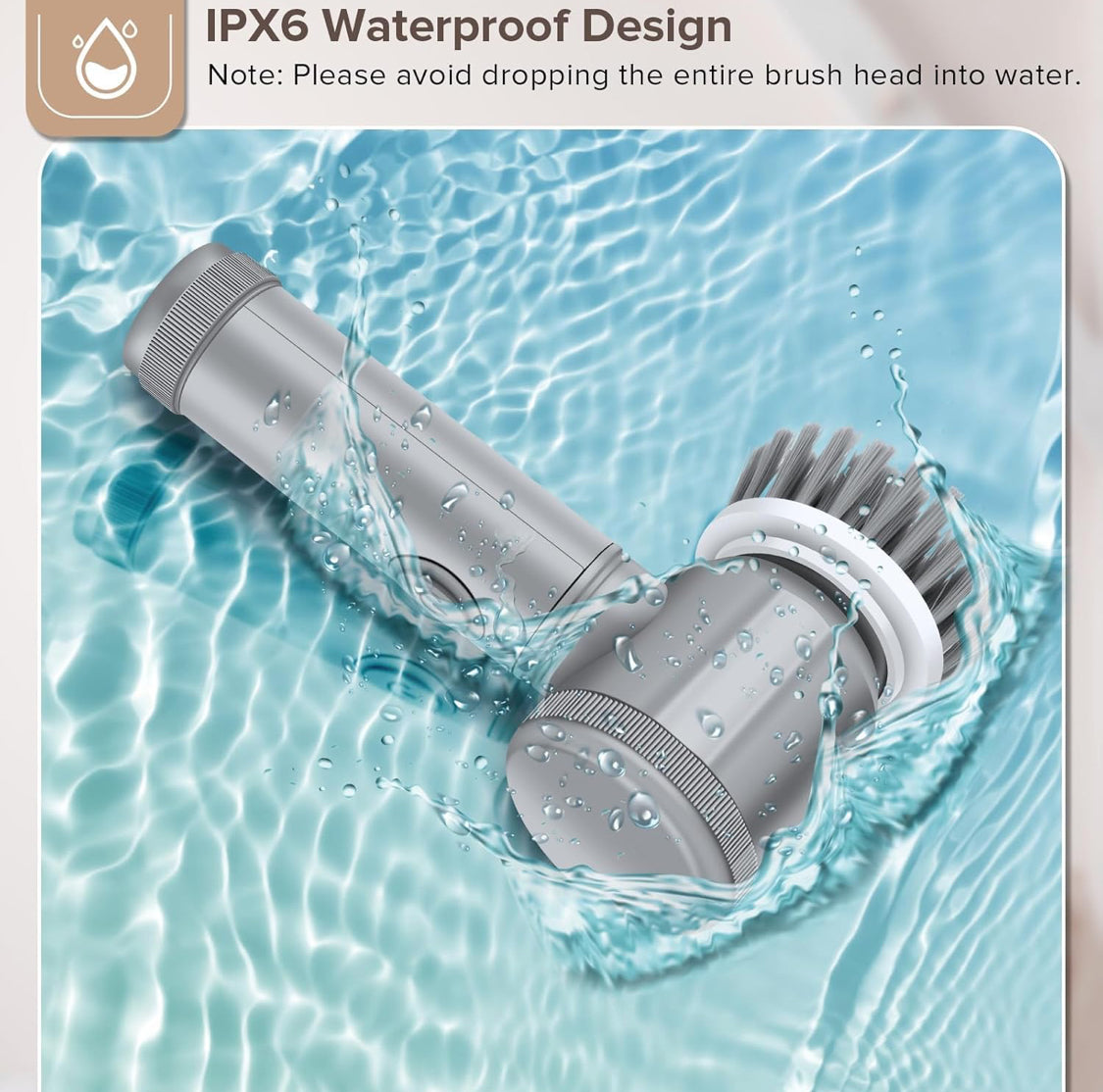 Electric Spin Scrubber - Shower Scrubber,Bathroom Scrubber Electric,for Cleaning Tub, Floor, Tile, Window, Sink, Kitchen Cleaning with 6 Electric Cleaning Brush Head(Gray)