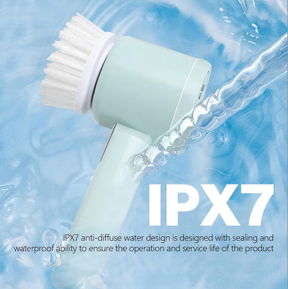 Electric Spin Scrubber - Shower Scrubber,Bathroom Scrubber Electric,for Cleaning Tub, Floor, Tile, Window, Sink, Kitchen Cleaning with 6 Electric Cleaning Brush Head(Green)