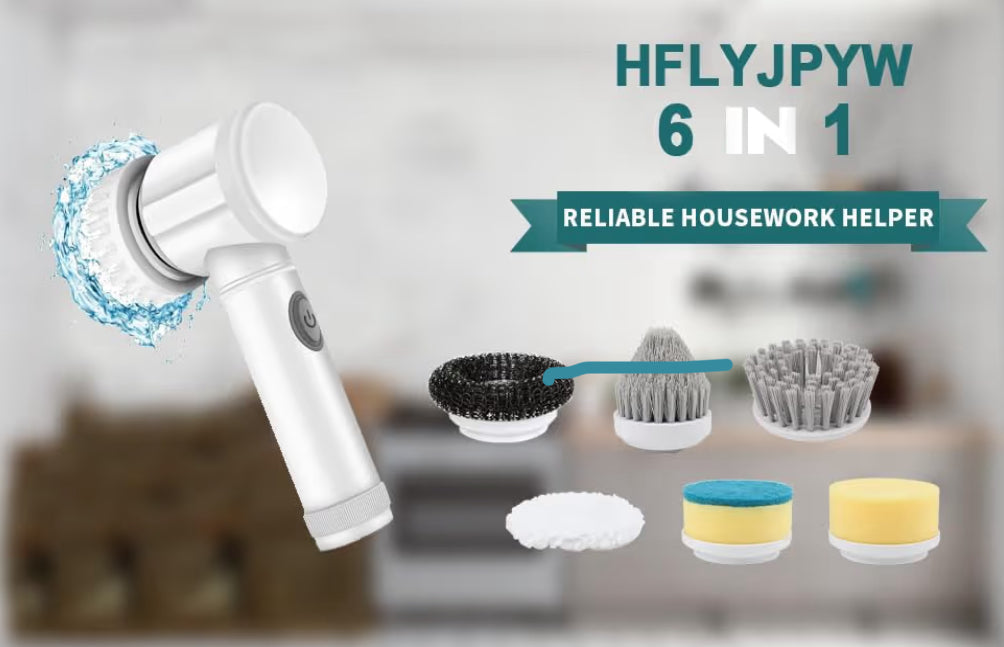 Electric Spin Scrubber - Shower Scrubber,Bathroom Scrubber Electric,for Cleaning Tub, Floor, Tile, Window, Sink, Kitchen Cleaning with 6 Electric Cleaning Brush Head