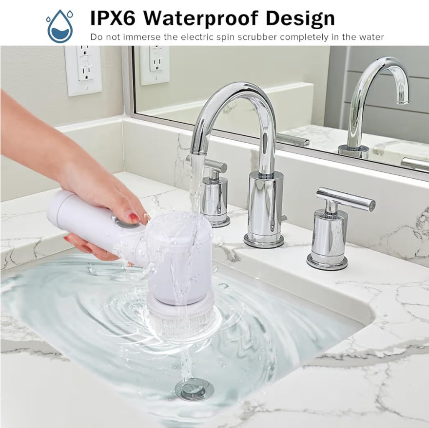 Electric Spin Scrubber - Shower Scrubber,Bathroom Scrubber Electric,for Cleaning Tub, Floor, Tile, Window, Sink, Kitchen Cleaning with 6 Electric Cleaning Brush Head