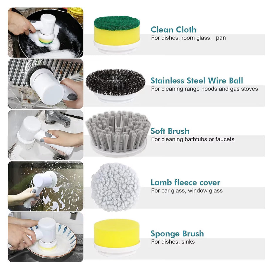 Electric Spin Scrubber - Shower Scrubber,Bathroom Scrubber Electric,for Cleaning Tub, Floor, Tile, Window, Sink, Kitchen Cleaning with 6 Electric Cleaning Brush Head